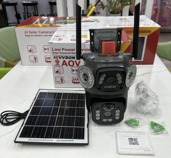 Camera Solaire 4G détection mouvement, alarme, audio, Ecrans X3