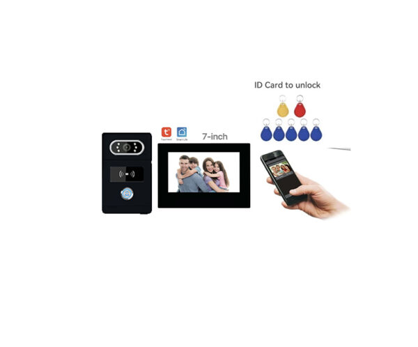 Visiophone filaire et connecté avec digicode Badge, et empreinte digitale intégré.