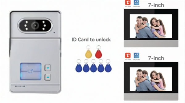 Kit visiophone 2 logements connecté  Badge, intégré.